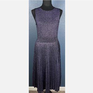 NWOT Kate Spade NY Dress Purple Metallic Fabric Wool Blend With Pleated Skirt